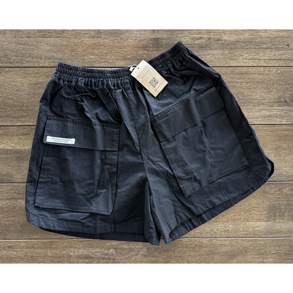 NWT OMYCHIC Linen Cotton Wide Leg Cargo Shorts One Size